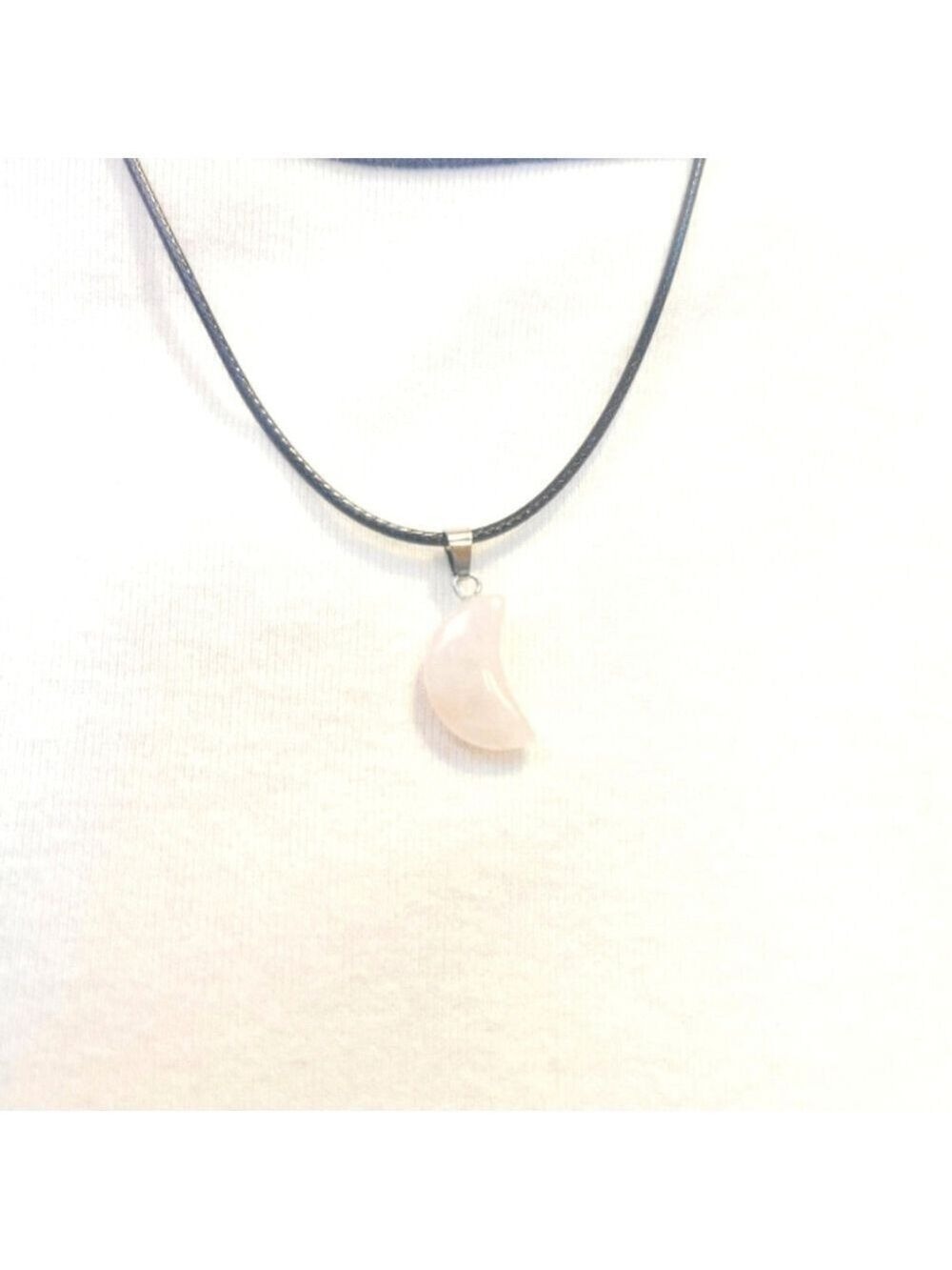 Natural Gemstone Crystal Moon Pendant Necklace